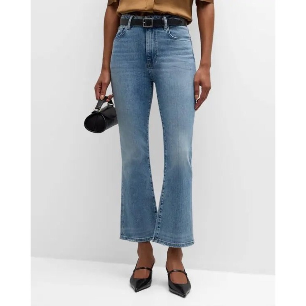 NWT FRAME Le Crop Mini Boot Worn Fray High Rise Jeans Blue Whimsy Size 26 Whimsy